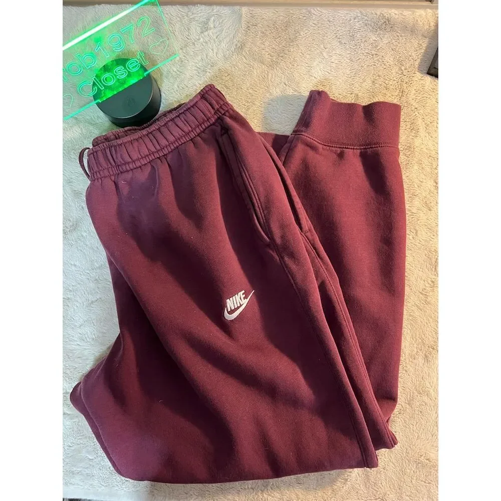 Nike Men's 2XL Burgundy Fleece Joggers Activewear Pants - Picture 6 of 7